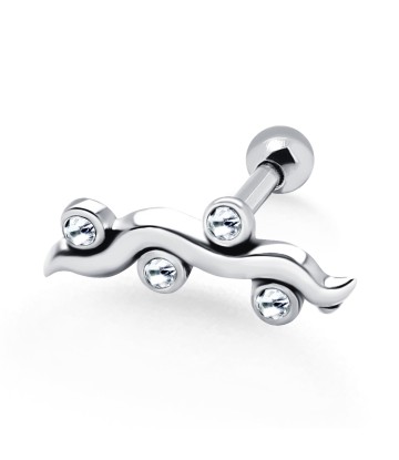 Stone Set Wave Shaped Helix Piercing TIP-39